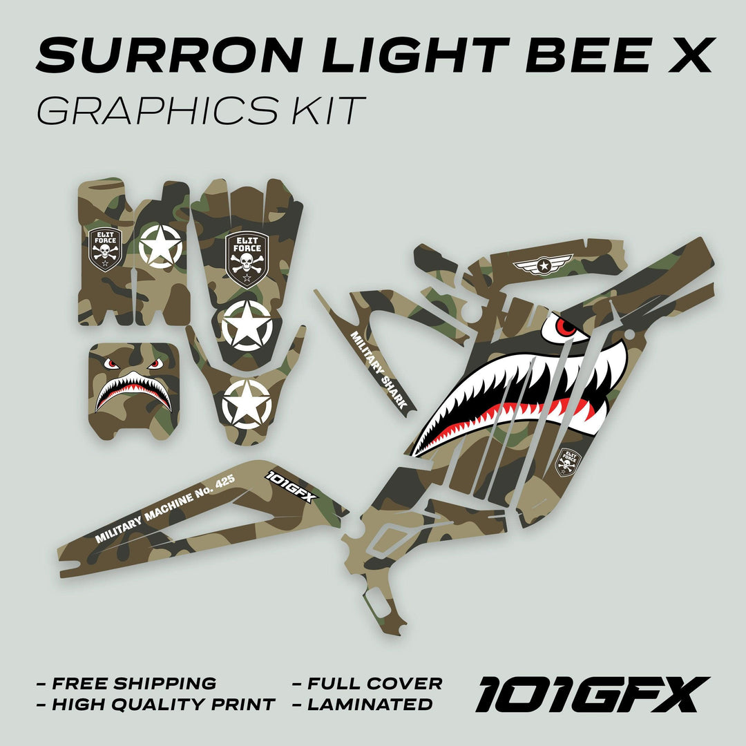 Surron Light Bee X Graphics Kit MILITARY SHARK Camo