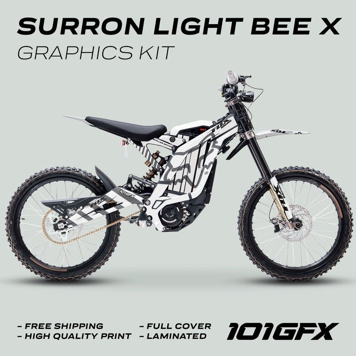 Surron Light Bee X Graphics Kit FOX RACE LINE White Grey