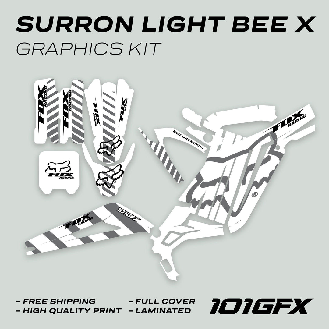 Surron Light Bee X Graphics Kit FOX RACE LINE White Grey