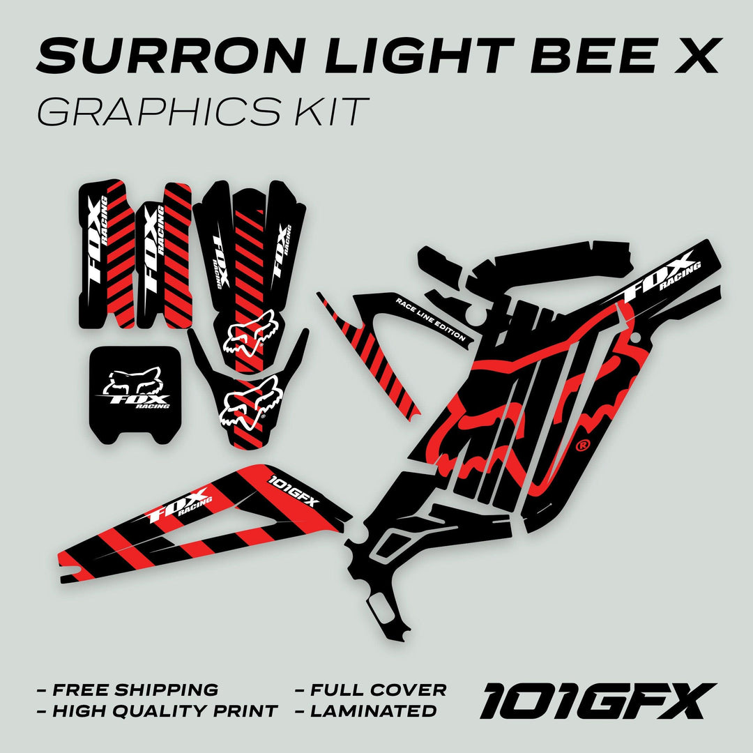 Surron Light Bee X Graphics Kit FOX RACE LINE Black Red