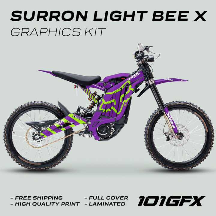 Surron Light Bee X Graphics Kit FOX RACE LINE Purple Green