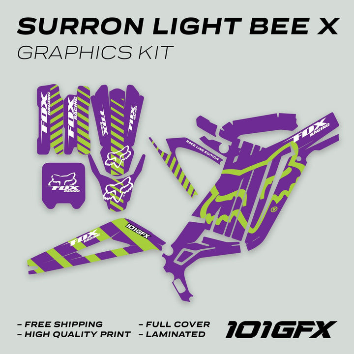 Surron Light Bee X Graphics Kit FOX RACE LINE Purple Green