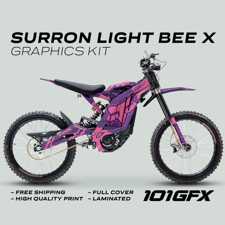 Surron Light Bee X Graphics Kit FOX STRIPES PURPLE Pink