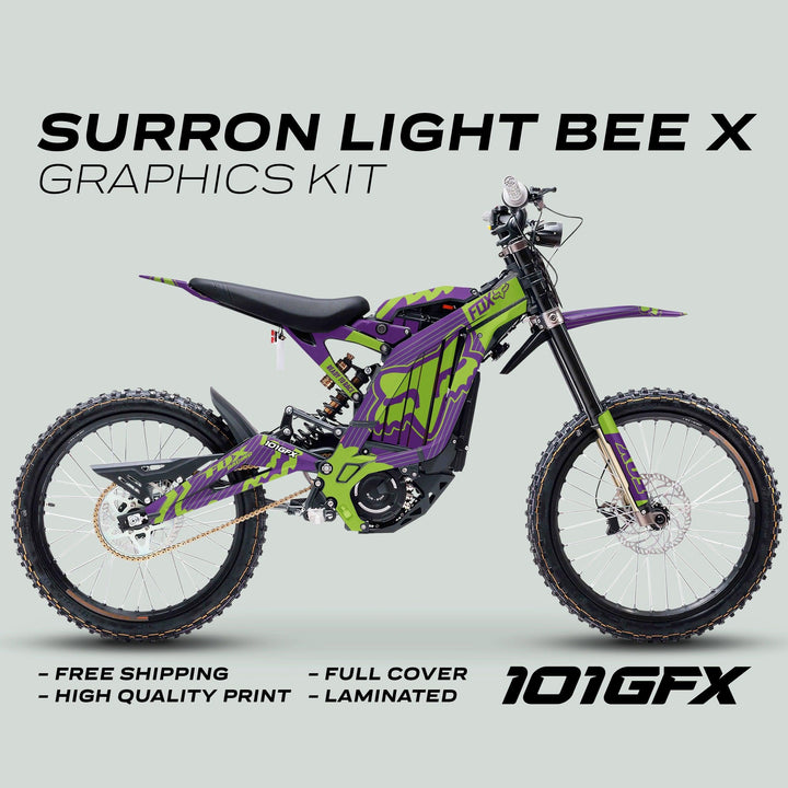 Surron Light Bee X Graphics Kit FOX STRIPES PURPLE Green