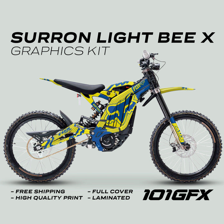 Surron Light Bee X Graphics Kit FOX STRIPES YELLOW Blue