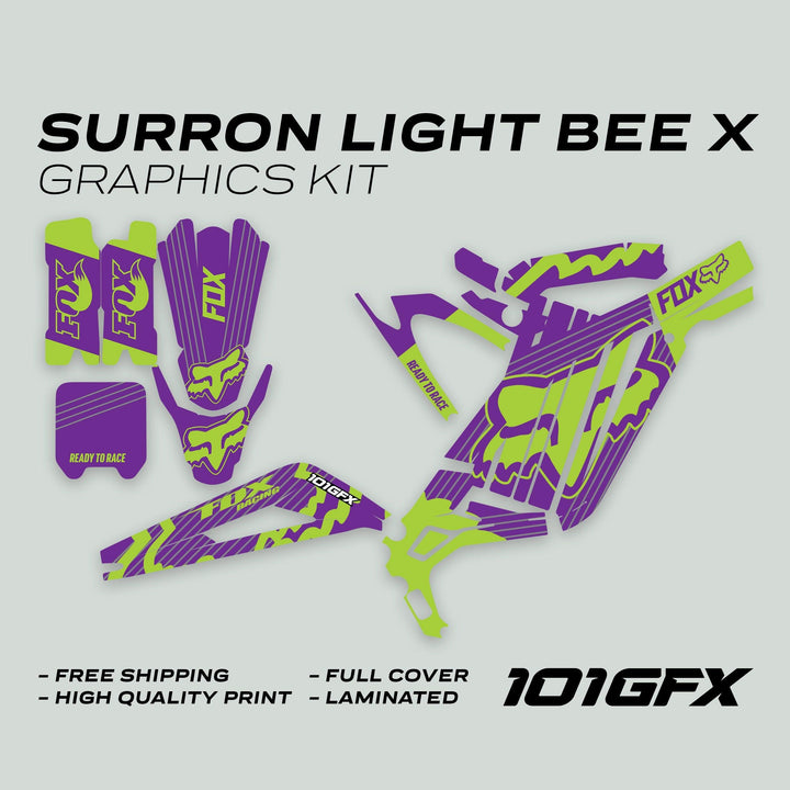 Surron Light Bee X Graphics Kit FOX STRIPES PURPLE Green