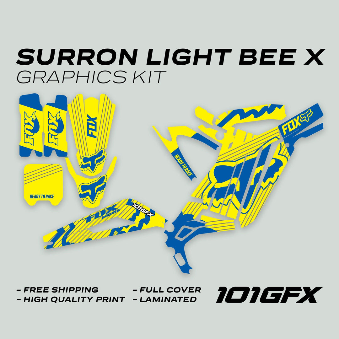 Surron Light Bee X Graphics Kit FOX STRIPES YELLOW Blue