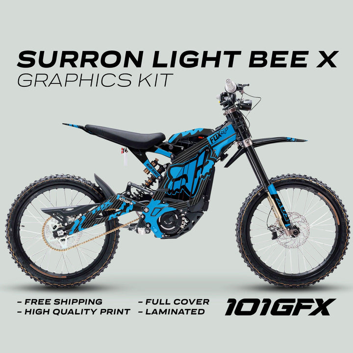 Surron Light Bee X Graphics Kit FOX STRIPES BLACK Cyan