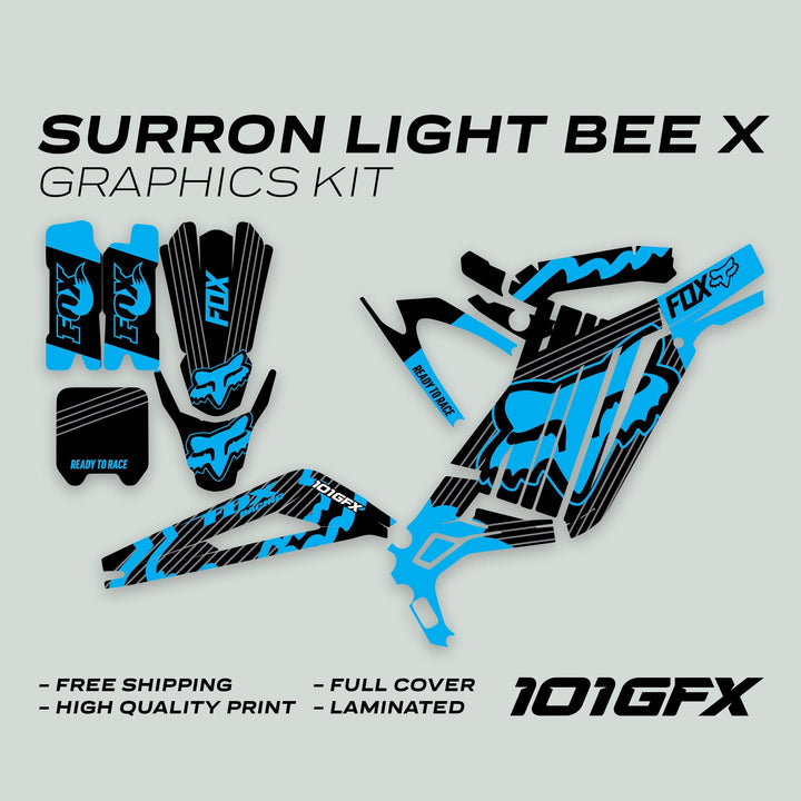 Surron Light Bee X Graphics Kit FOX STRIPES BLACK Cyan