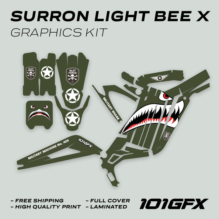 Surron Light Bee X Graphics Kit MILITARY SHARK Olive