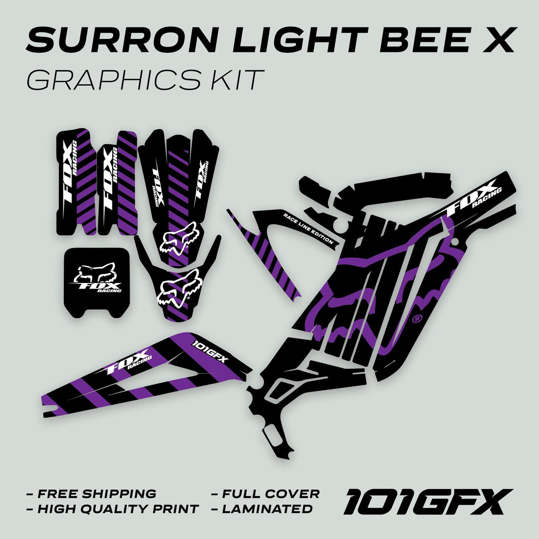 Surron Light Bee X Graphics Kit FOX RACELINE BLACK Purple