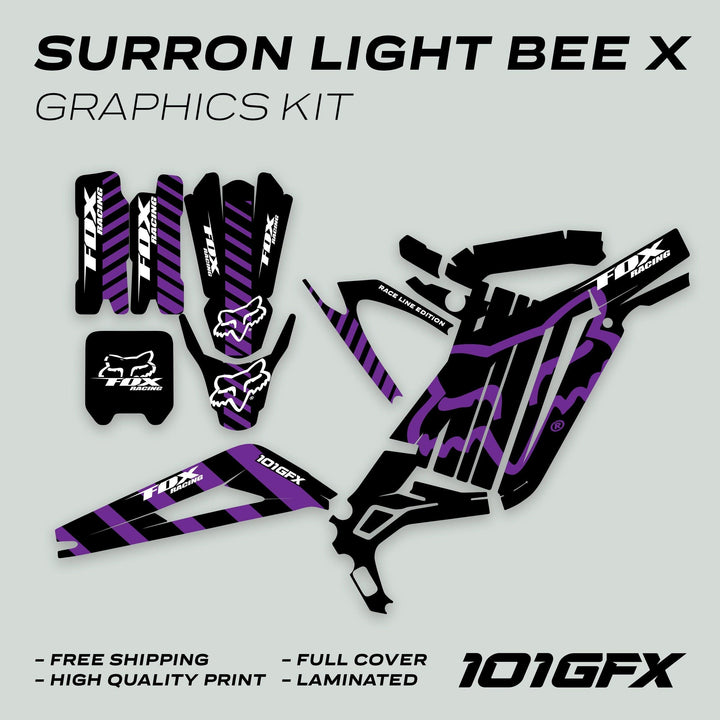 Surron Light Bee X Graphics Kit FOX RACELINE BLACK Purple