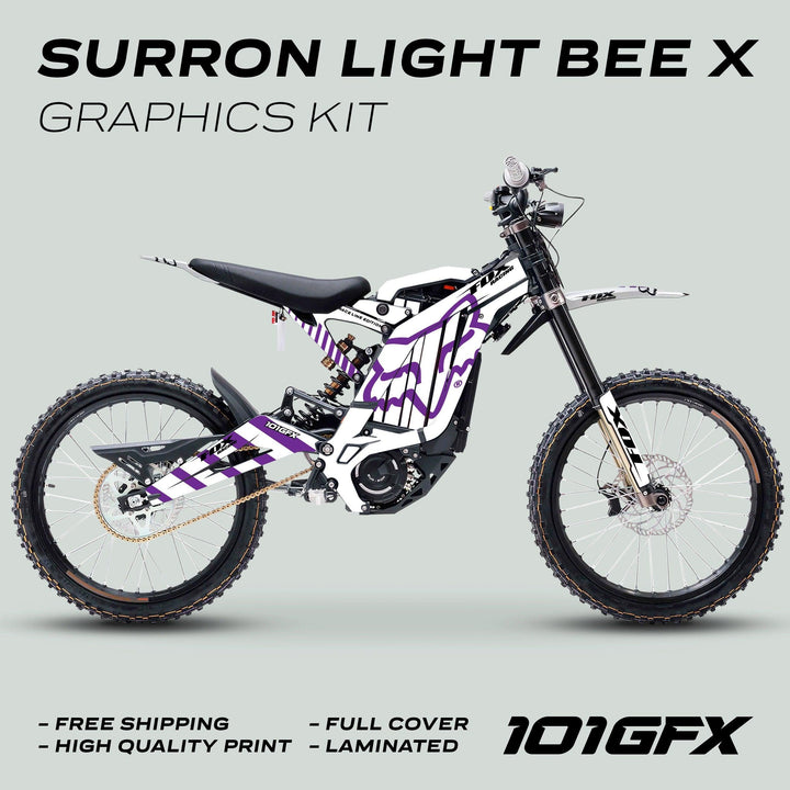 Surron Light Bee X Graphics Kit FOX RACE LINE White Purple