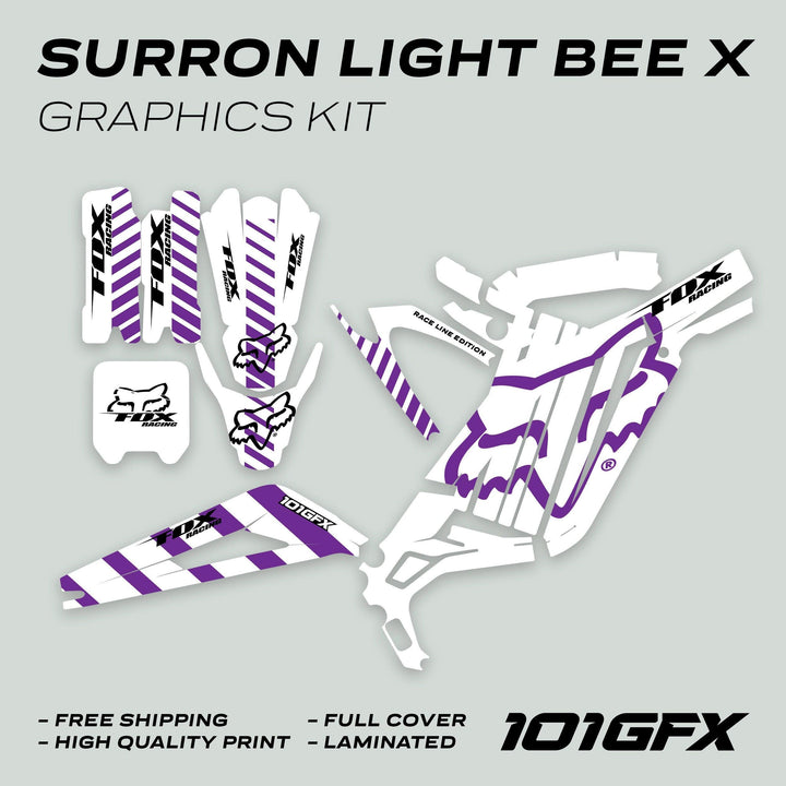 Surron Light Bee X Graphics Kit FOX RACE LINE White Purple