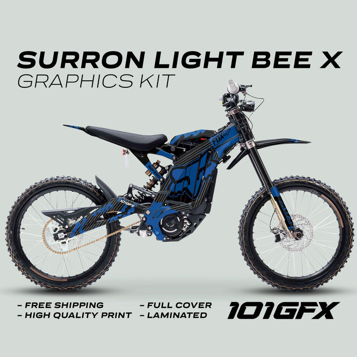 Surron Light Bee X Graphics Kit FOX STRIPES BLACK Blue