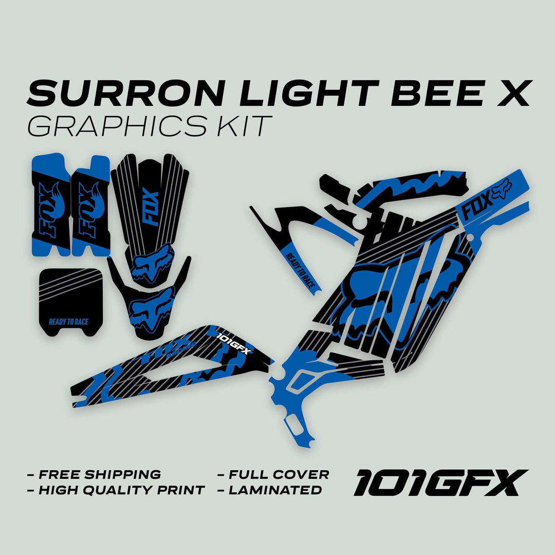 Surron Light Bee X Graphics Kit FOX STRIPES BLACK Blue