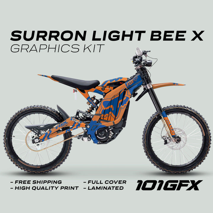 Surron Light Bee X Graphics Kit FOX STRIPES ORANGE Blue