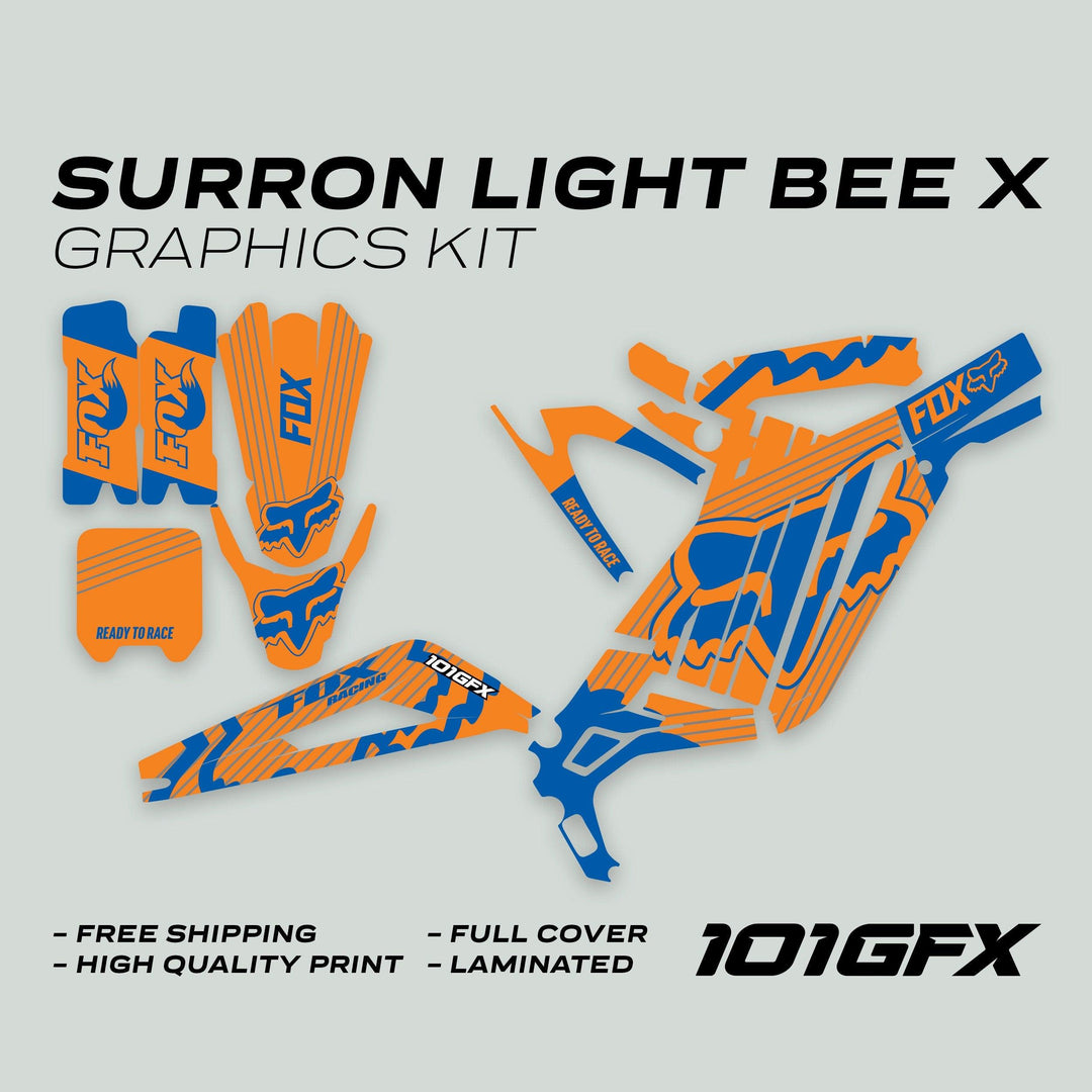 Surron Light Bee X Graphics Kit FOX STRIPES ORANGE Blue