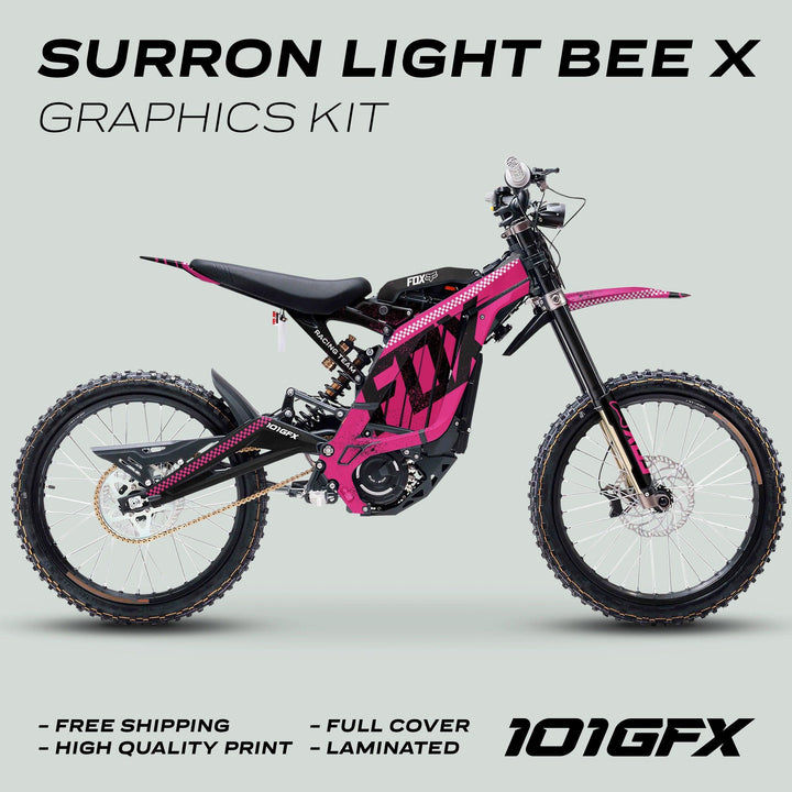 Surron Light Bee X Graphics Kit FOX DUST Pink Black