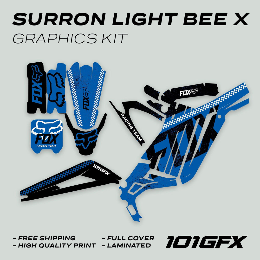 Surron Light Bee X Graphics Kit FOX DUST Blue Black