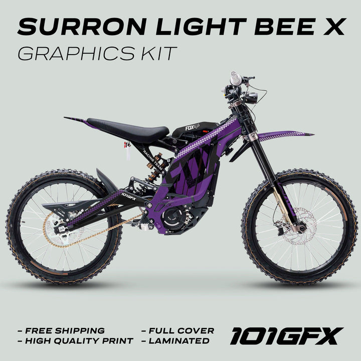 Surron Light Bee X Graphics Kit FOX DUST Purple Black