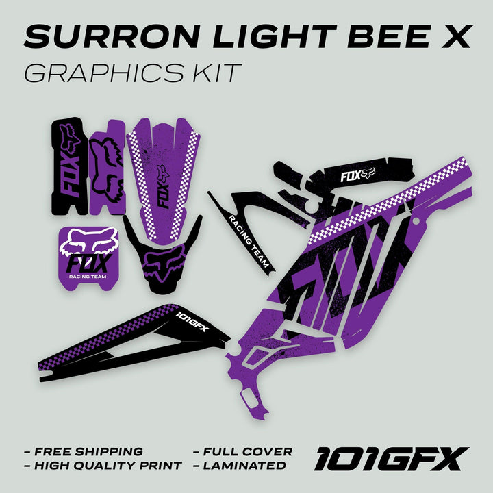 Surron Light Bee X Graphics Kit FOX DUST Purple Black