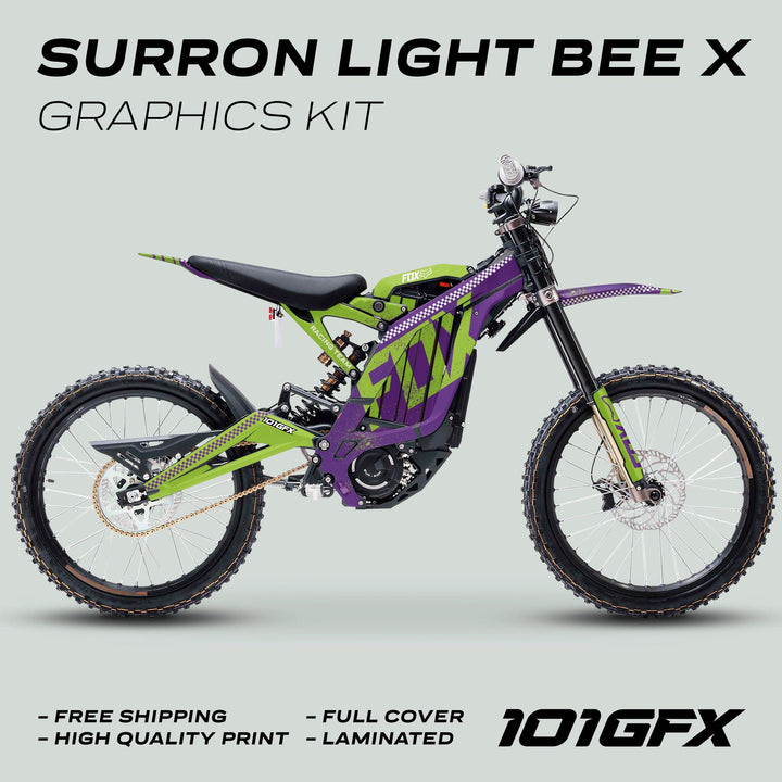 Surron Light Bee X Graphics Kit FOX DUST Purple Green