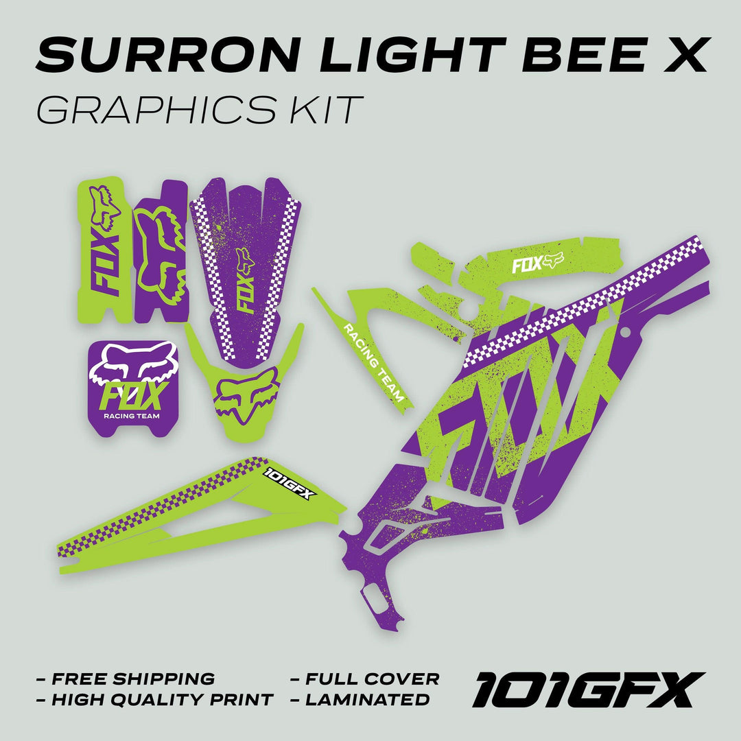 Surron Light Bee X Graphics Kit FOX DUST Purple Green