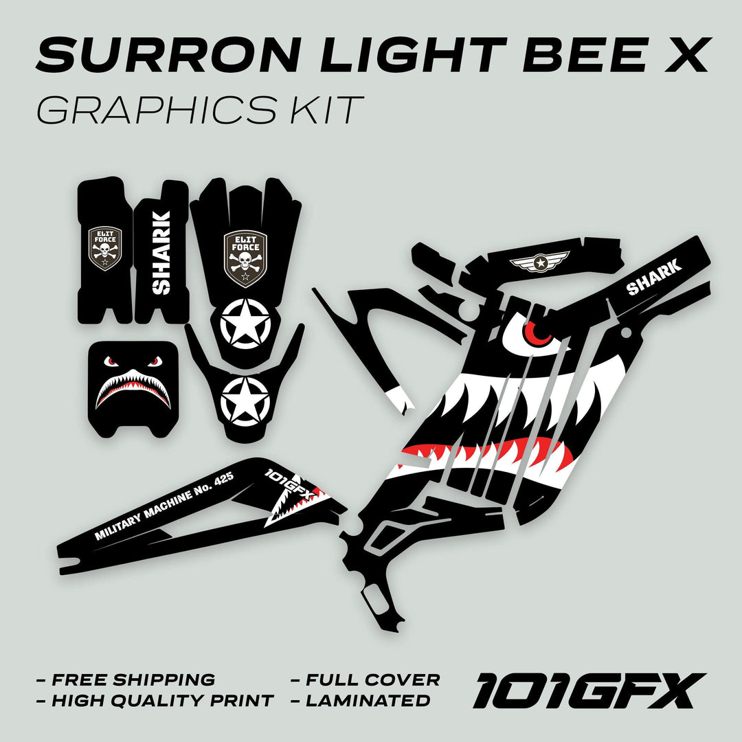 Surron Light Bee X Graphics Kit MILITARY SHARK Black