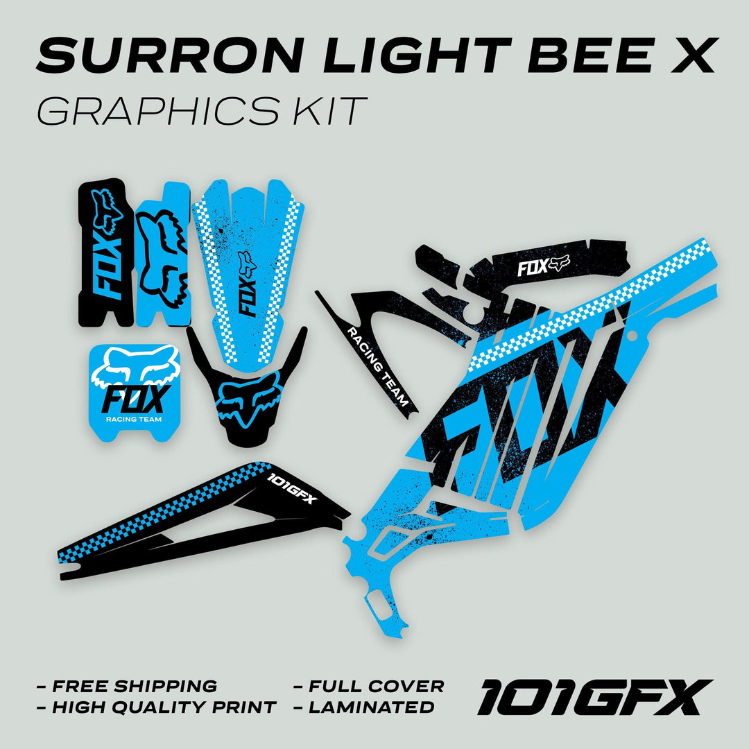 Surron Light Bee X Graphics Kit FOX DUST Cyan Black