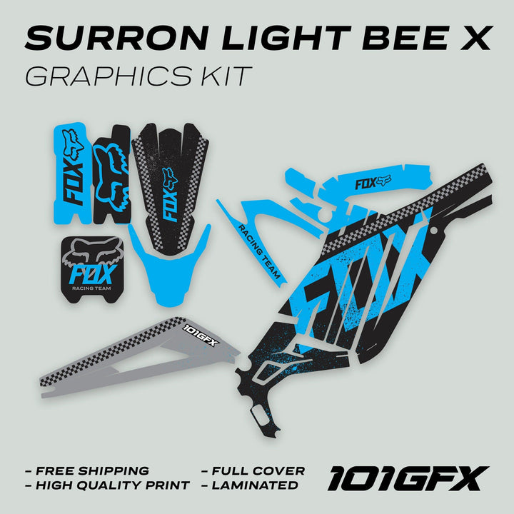 Surron Light Bee X Graphics Kit FOX DUST Black Cyan