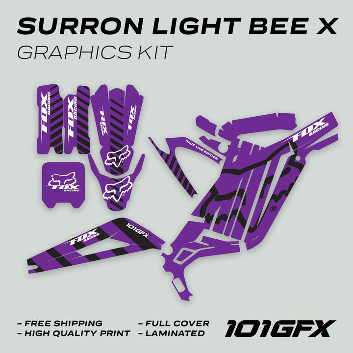 Surron Light Bee X Graphics Kit FOX RACE LINE Purple Black