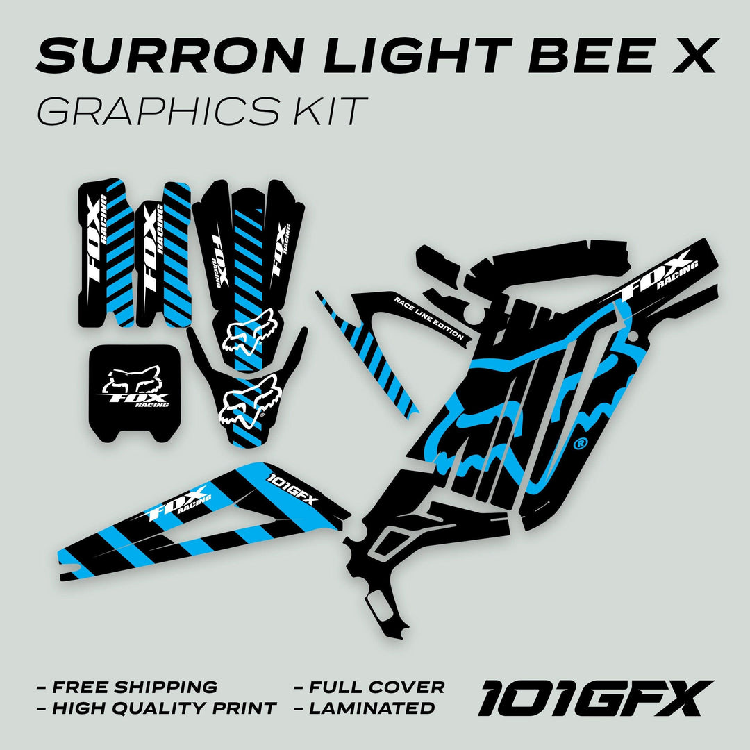 Surron Light Bee X Graphics Kit FOX RACE LINE Black Blue