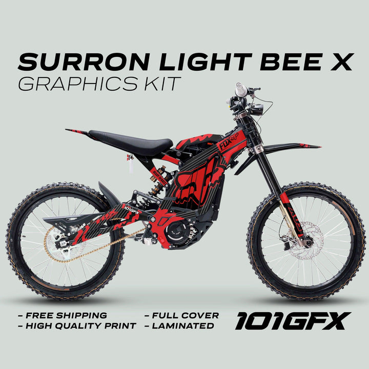 Surron Light Bee X Graphics Kit FOX STRIPES BLACK Red