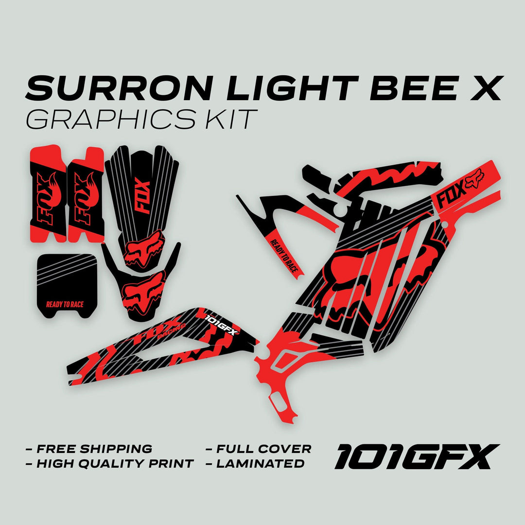 Surron Light Bee X Graphics Kit FOX STRIPES BLACK Red