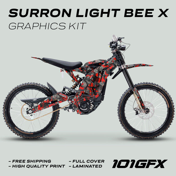 Surron Light Bee X Graphics Kit SPLAT CAMO Red