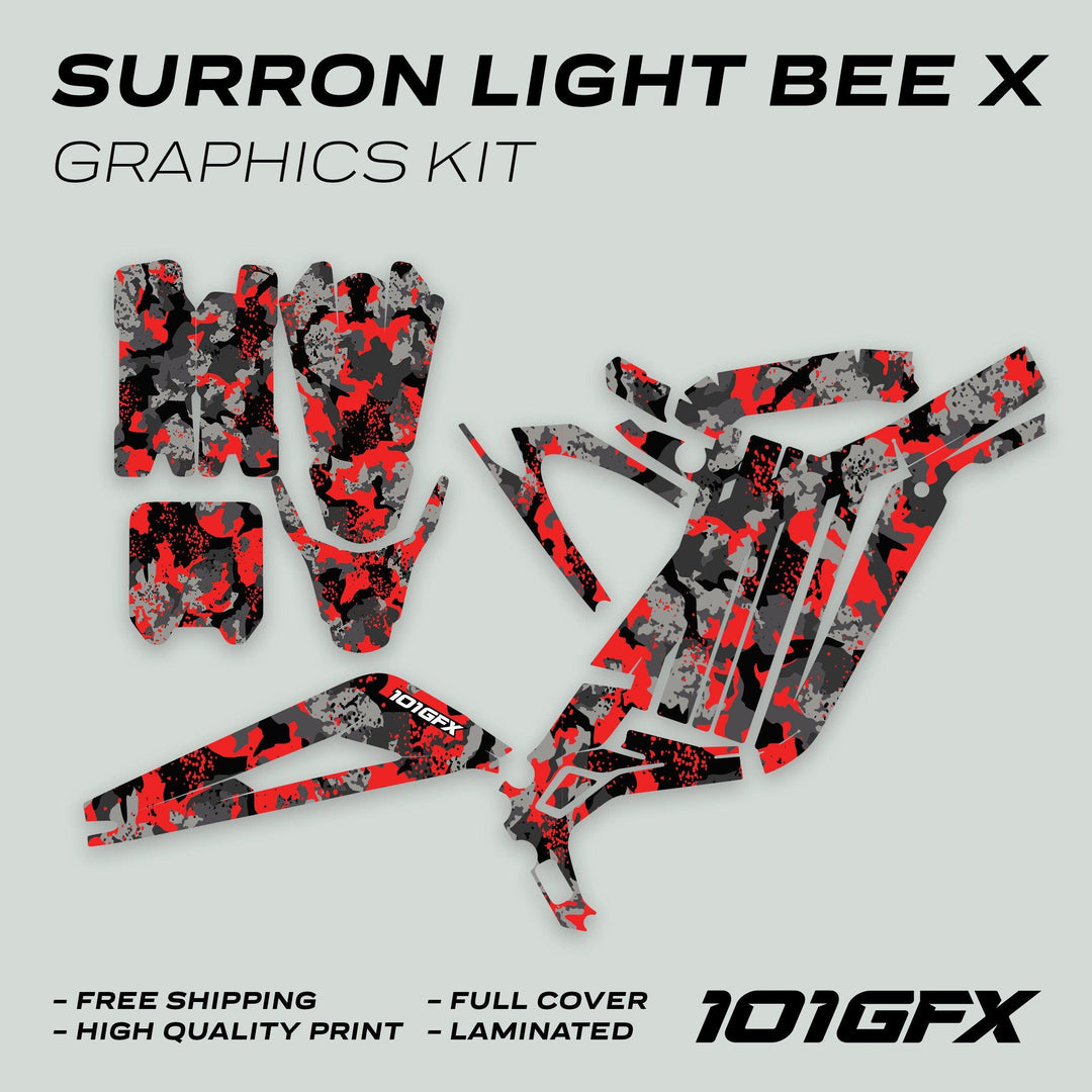 Surron Light Bee X Graphics Kit SPLAT CAMO Red