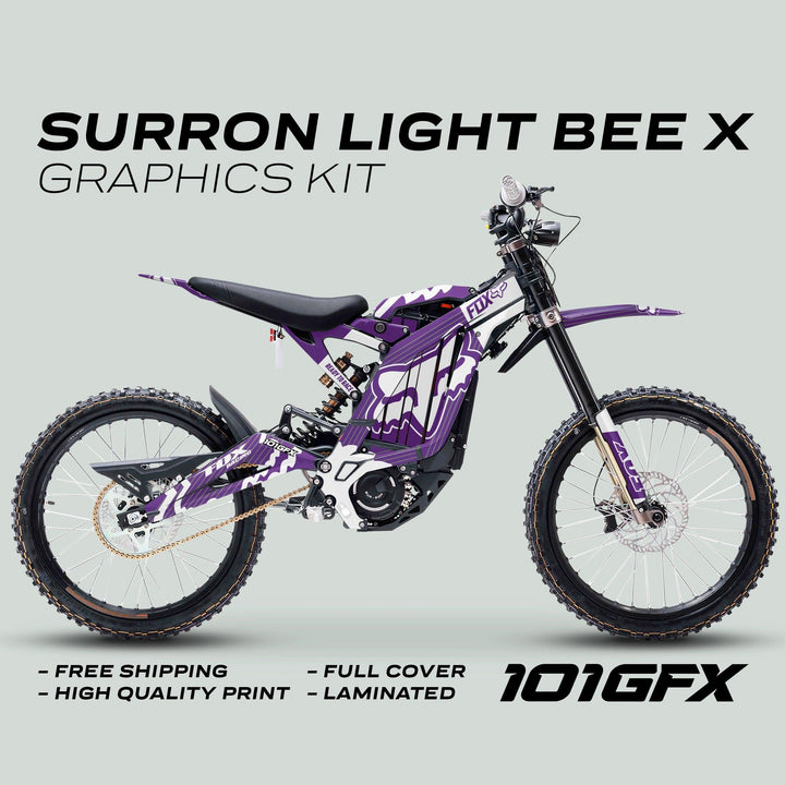 Surron Light Bee X Graphics Kit FOX STRIPES PURPLE White