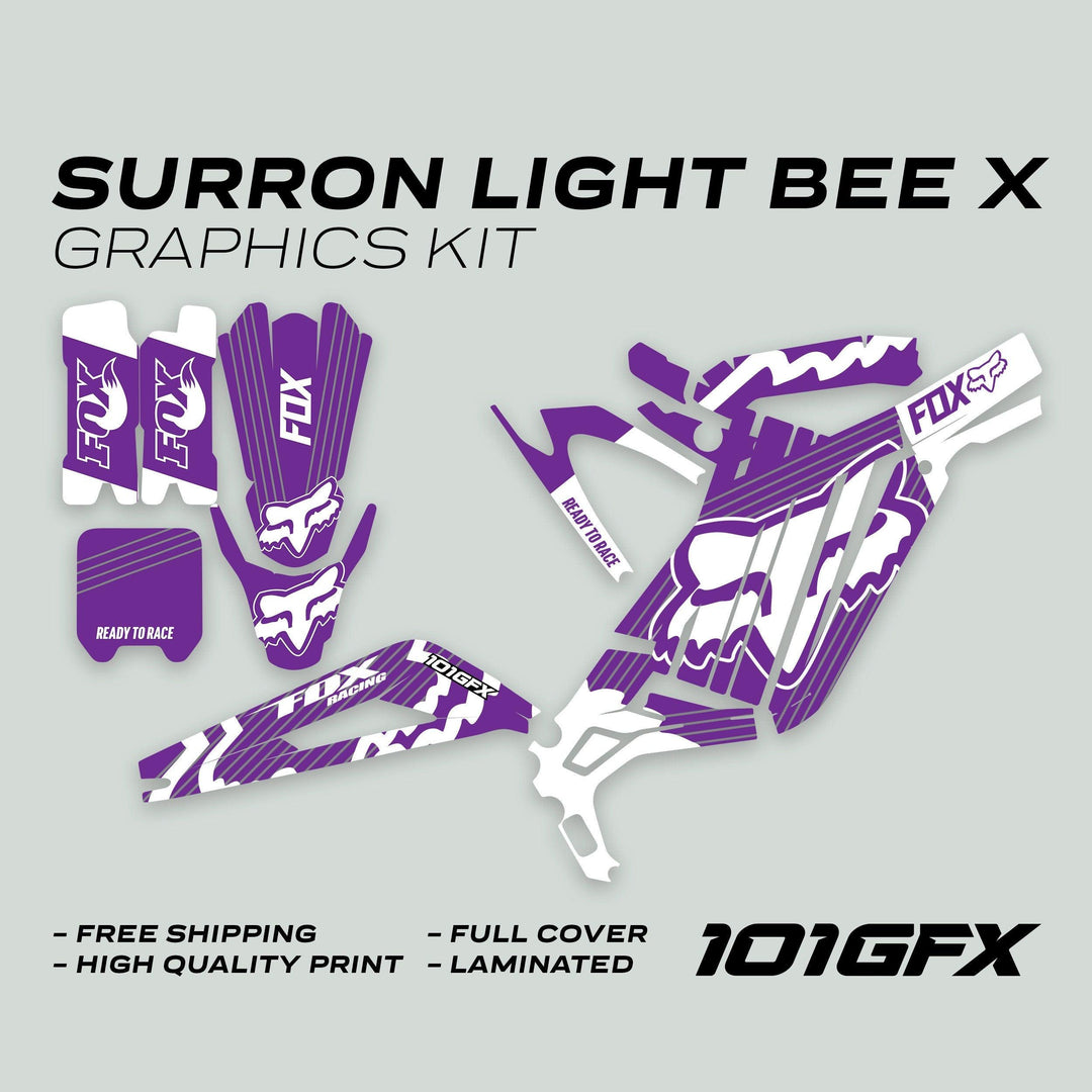 Surron Light Bee X Graphics Kit FOX STRIPES PURPLE White