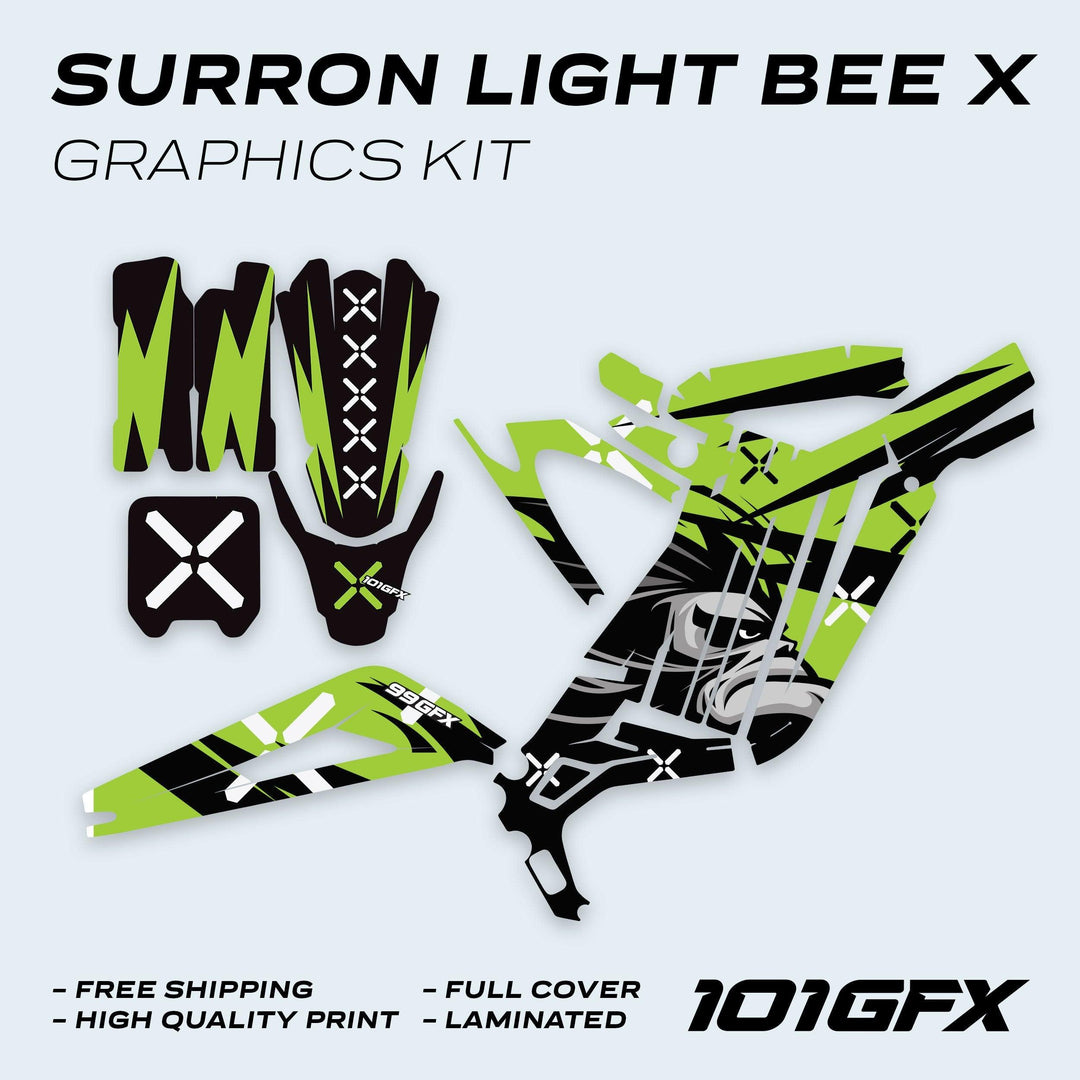 Surron Light Bee X Graphics Kit CRAZY MONKEY Green