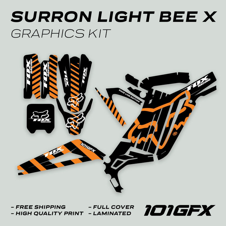 Surron Light Bee X Graphics Kit FOX RACE LINE Black Orange