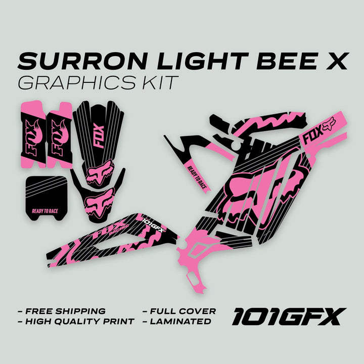 Surron Light Bee X Graphics Kit FOX STRIPES BLACK Pink