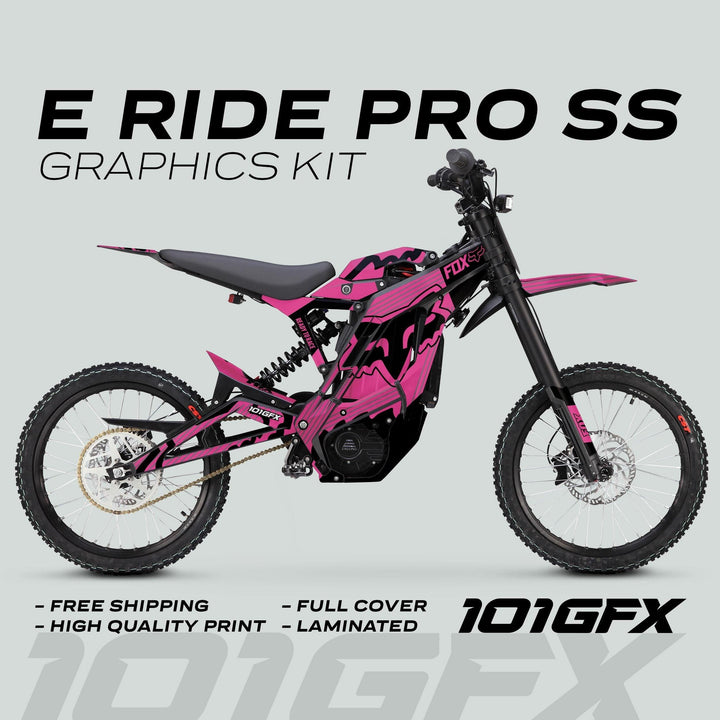 E Ride Pro SS Graphics Kit FOX R Stripes Pink Black