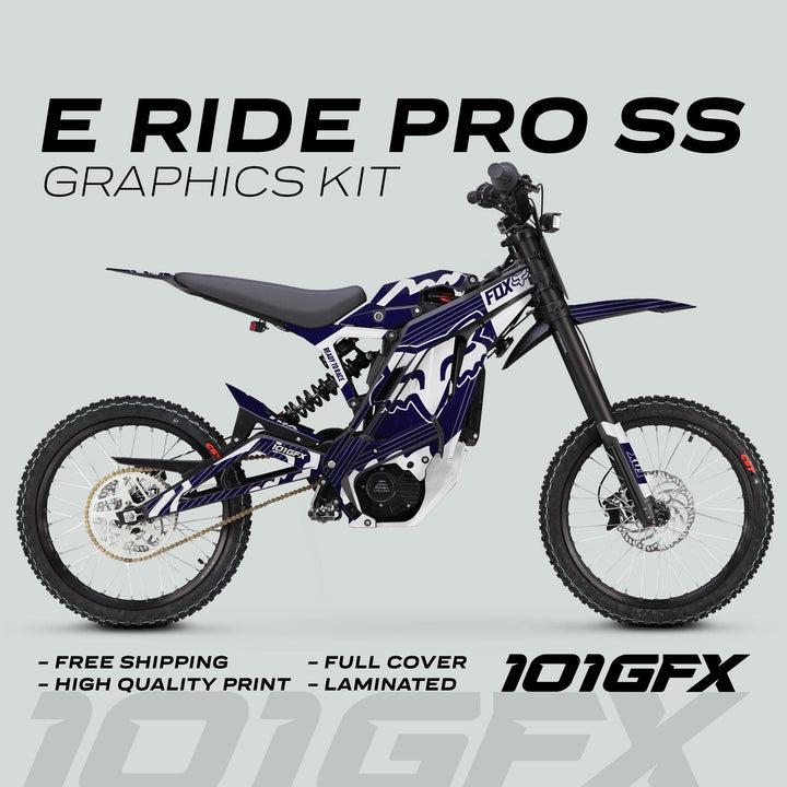 E Ride Pro SS Graphics Kit FOX R Stripes Navy White