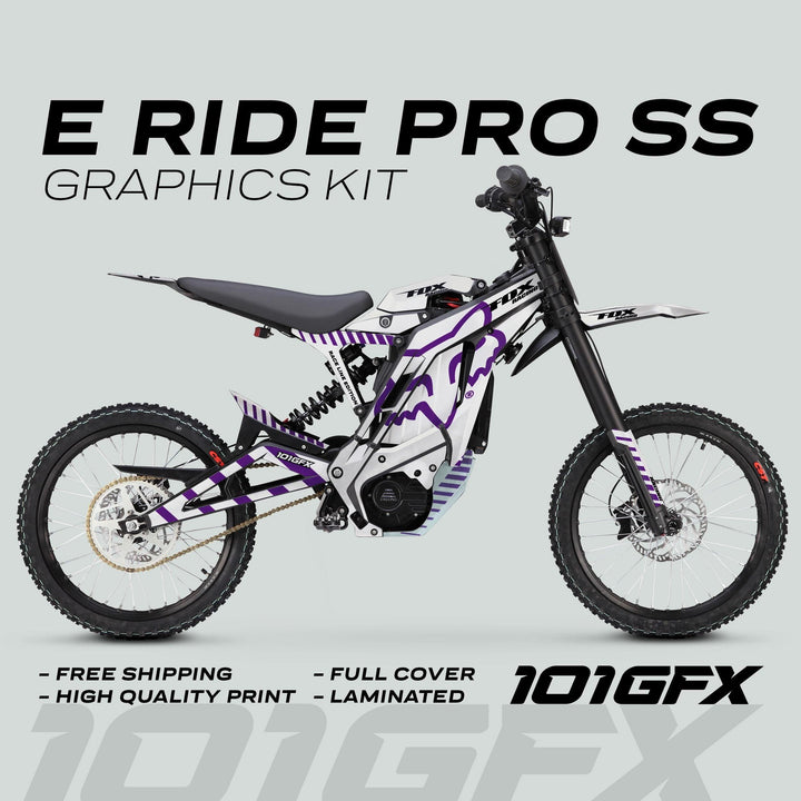 E Ride Pro SS Graphics Kit FOX Race Line White Purple