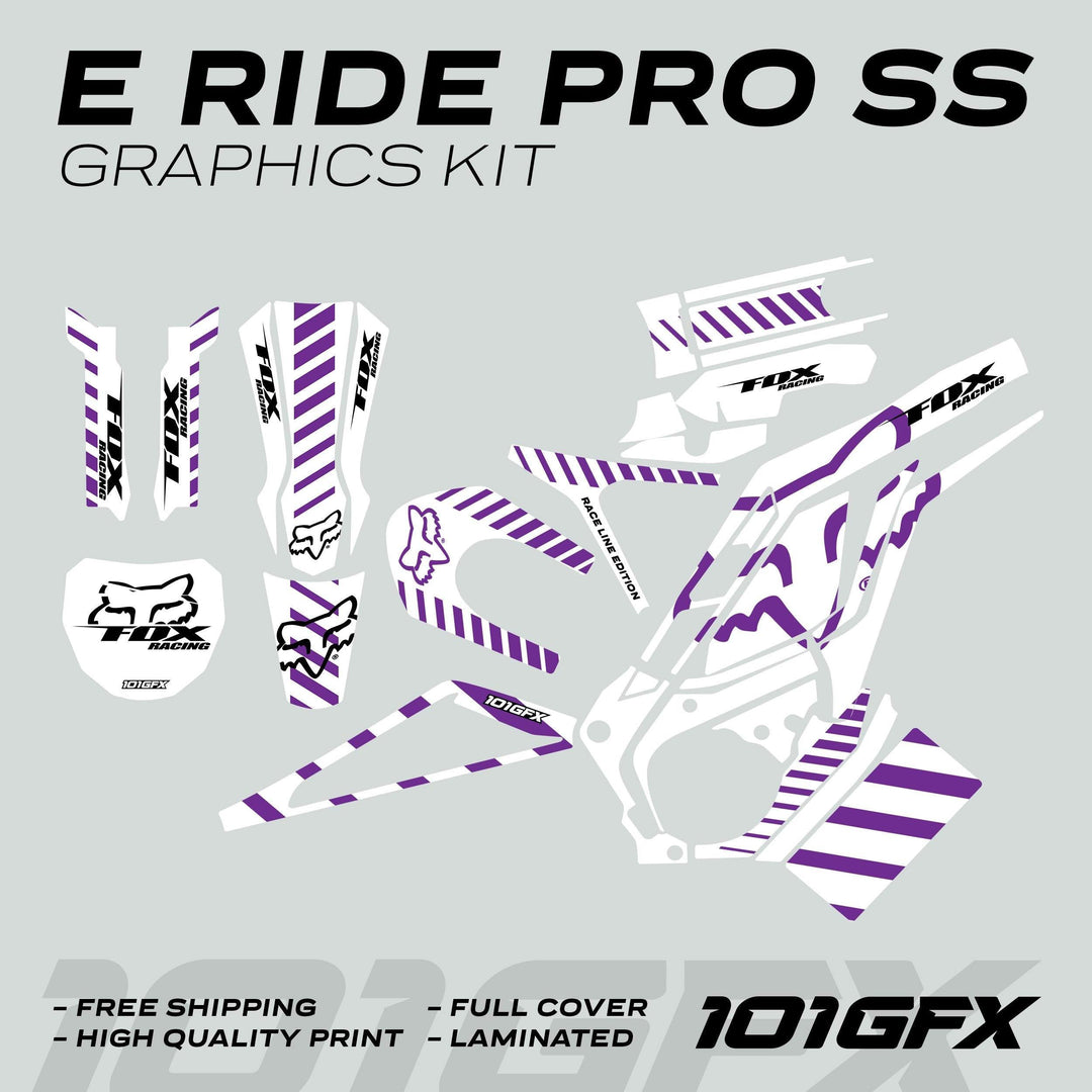 E Ride Pro SS Graphics Kit FOX Race Line White Purple