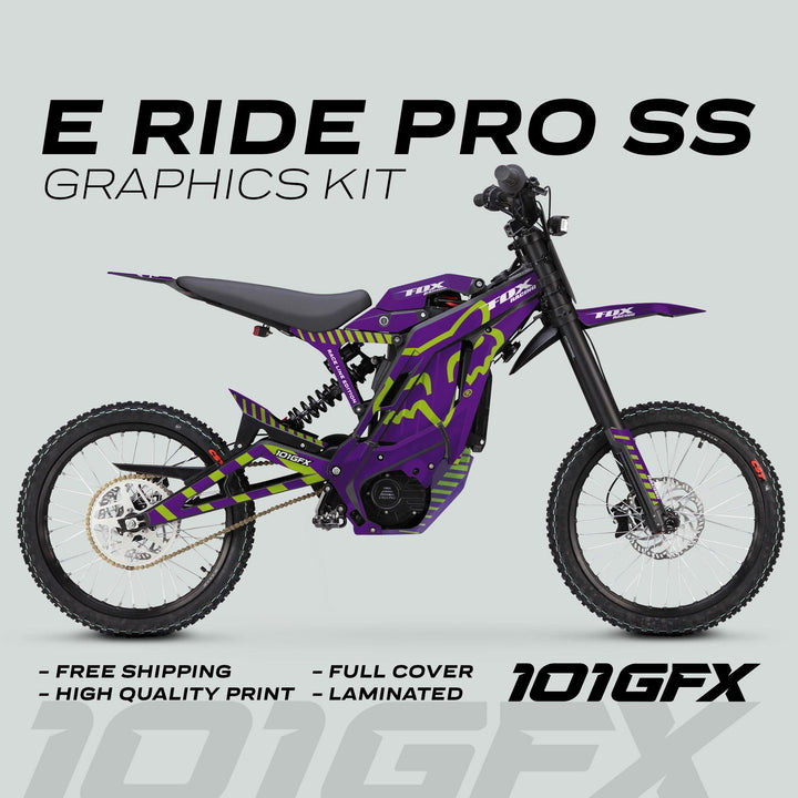 E Ride Pro SS Graphics Kit FOX Race Line Purple Green