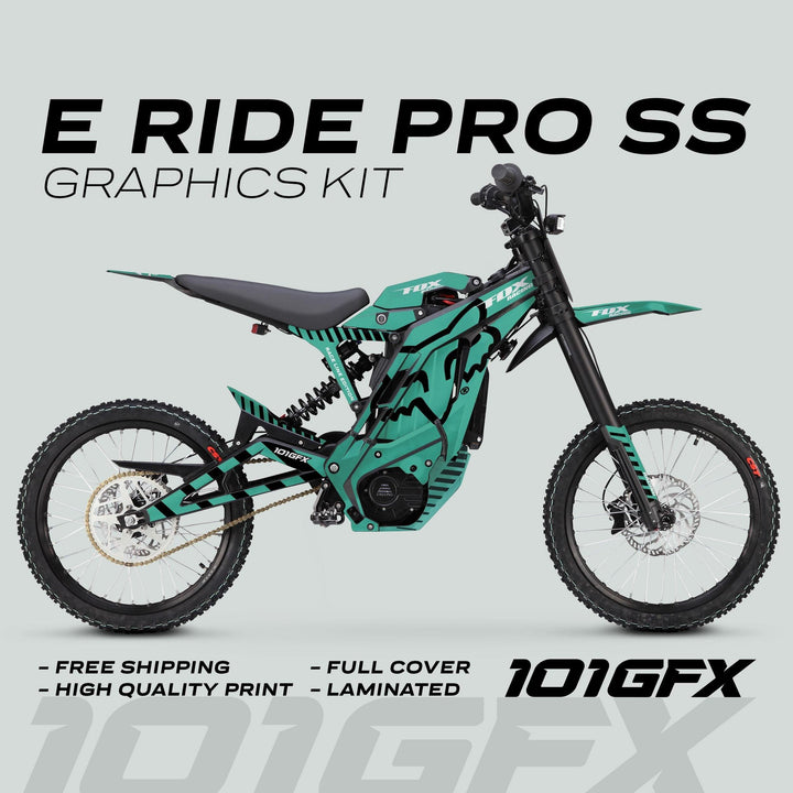 E Ride Pro SS Graphics Kit FOX Race Line Mint Black