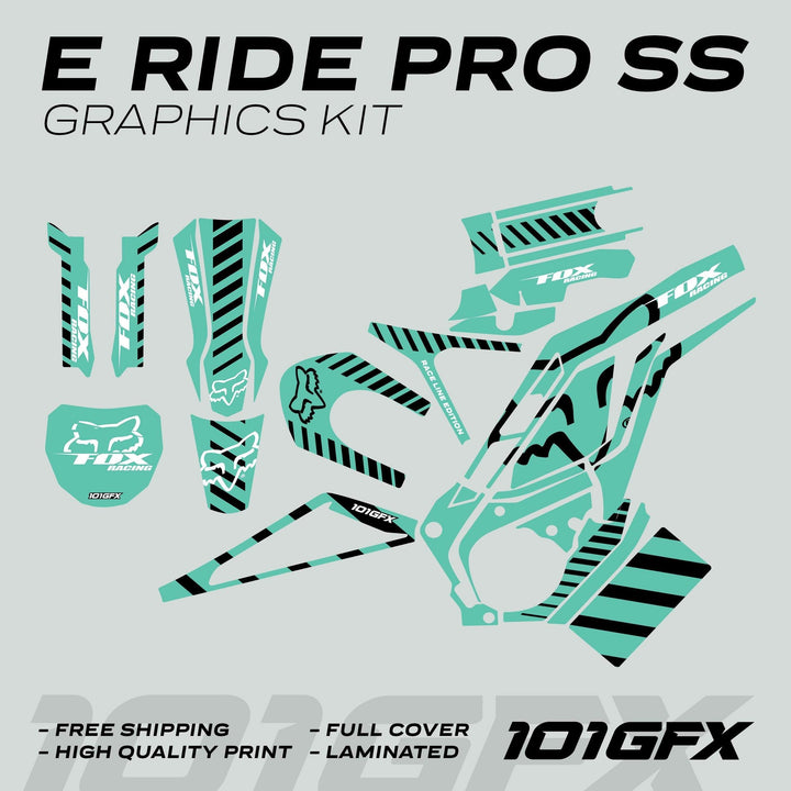 E Ride Pro SS Graphics Kit FOX Race Line Mint Black