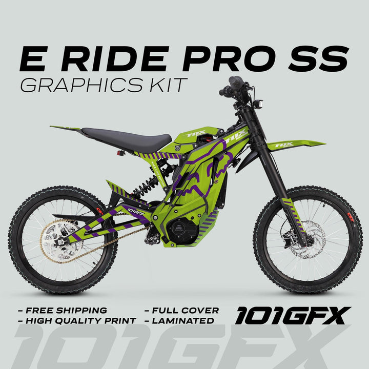 E Ride Pro SS Graphics Kit FOX Race Line Green Purple